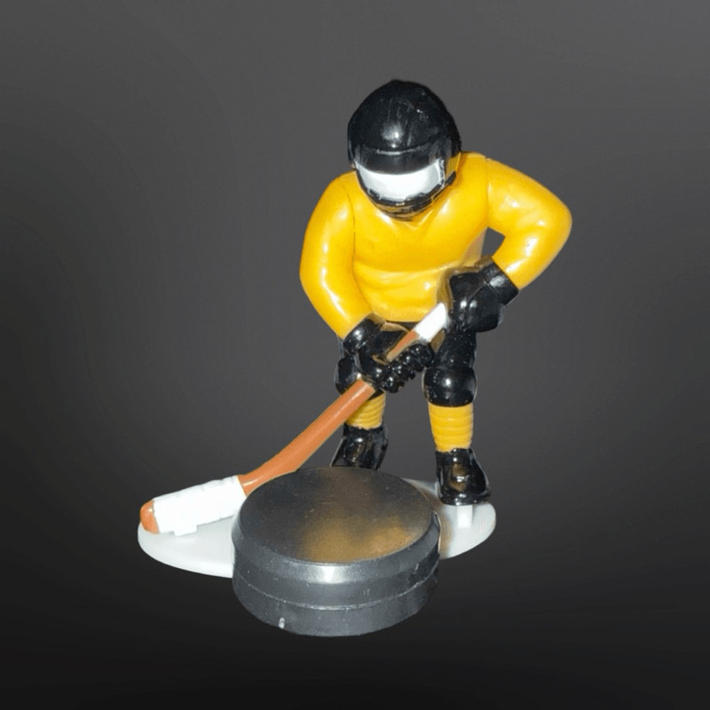 Kids Hockey Forward Figure Black Yellow Uniform Player & Puck Cake Toppers B23 gallery