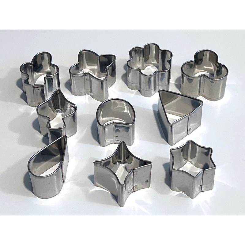 Stainless Mini Fondant Cutters Set w/ Storage Tin – 10 Shapes Cake Decorating gallery