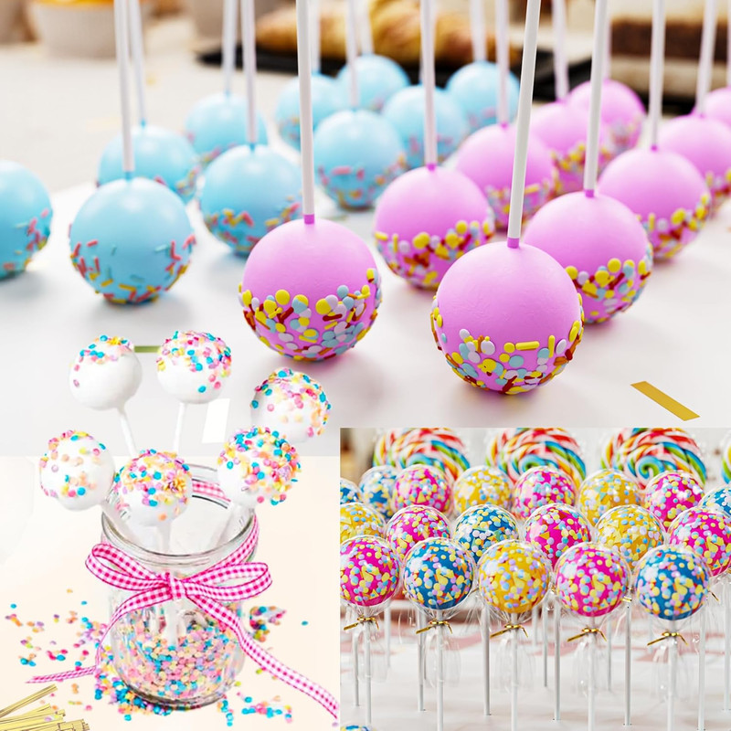 Cake Pop Thick Sticks and Wrappers Kit, Including 100ct 6-inch 5mm Diameter Pape gallery