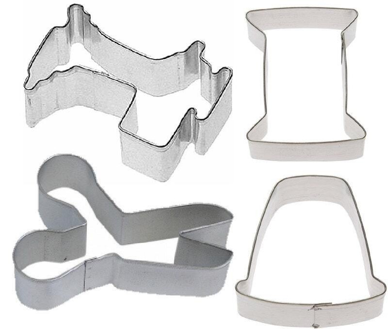 4 Piece Sewing Machine Thimble Spool Scissors Cookie Cutter Set Quilting
