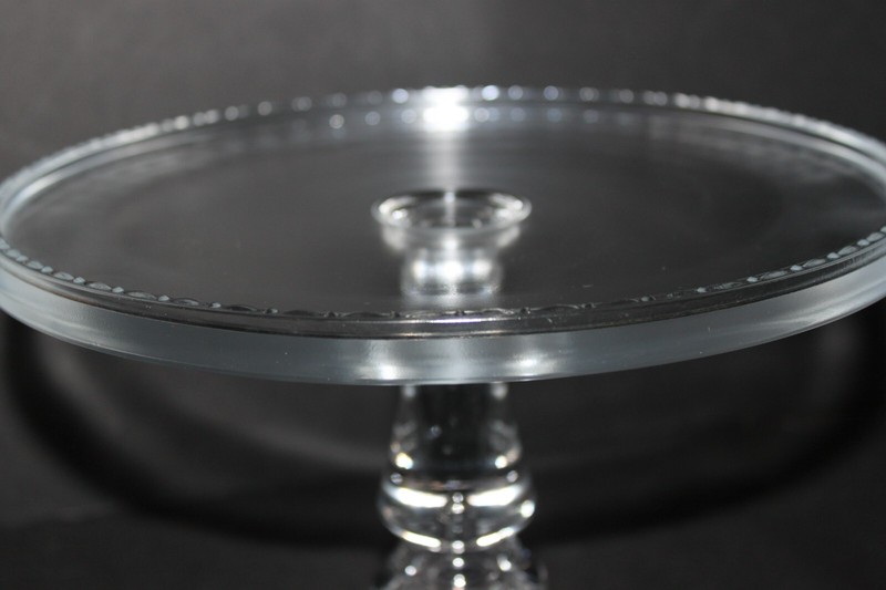 Longaberger Glass Cake Pedestal 10" Diameter Square Base Handcrafted in the USA gallery