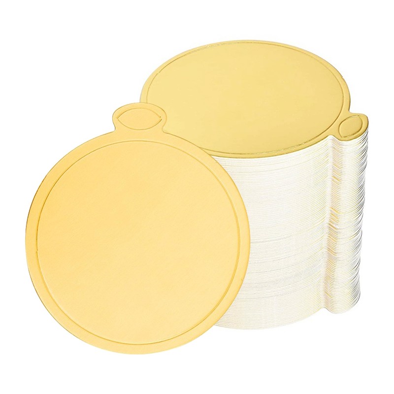 100 PCS Gold Cake Boards 3.1 Inch Mini Round Food-grade Cardboard Waterproof
