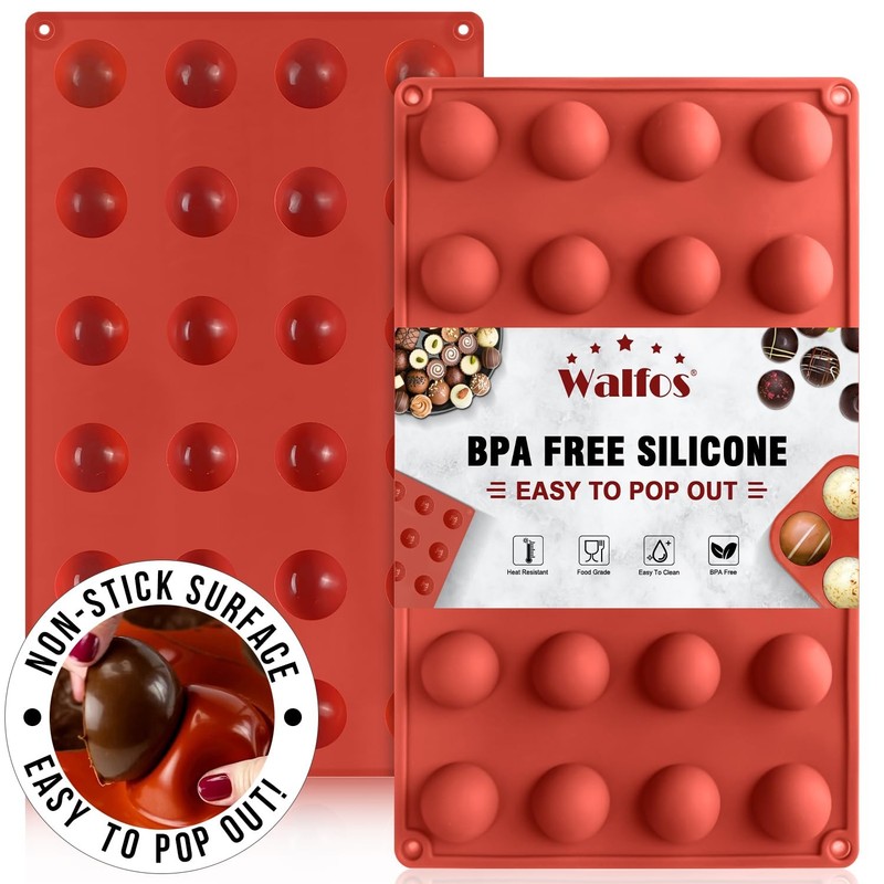 Mini 24-Cavity Semi Circular Silicone Mold, 2 Packs Half Sphere Silicone Baki