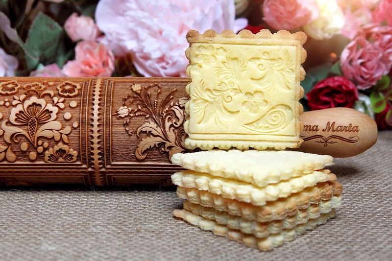 Engraved Rolling Pin Ginderbread Mold Embossed Rolling Embossed Dough Roller