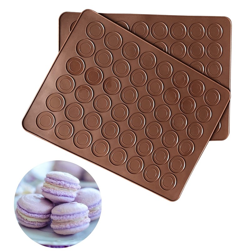 Akingshop Silicone Macaron Baking Mats, 2 Non-Stick 48 Capacity, Black