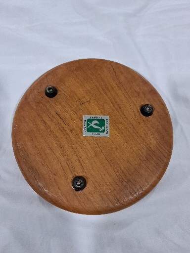 Vintage Goodwood Thailand Genuine Teak Wood Plate Covered Glass Cheese Dome gallery