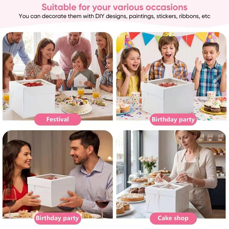 2 Pack 12 x 12 x 8 in Cake Boxes with Window & Cake Boards — Disposable Cake ... gallery