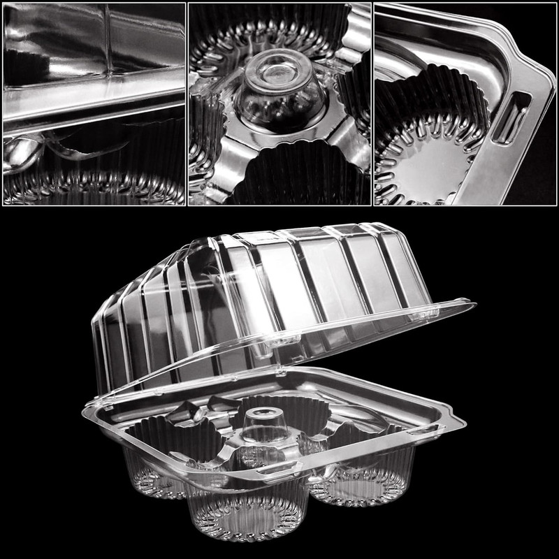 40 Pack 4-Compartment Clear Plastic Cupcake Boxes, 4-Cavity Cupcake Holders, Cle gallery