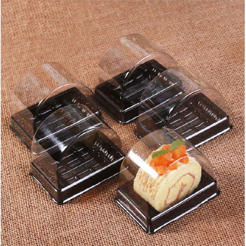 50 Pcs Roll Cake Box Set Single Personal Swiss 3.15"x2.17"x2.75", Black gallery