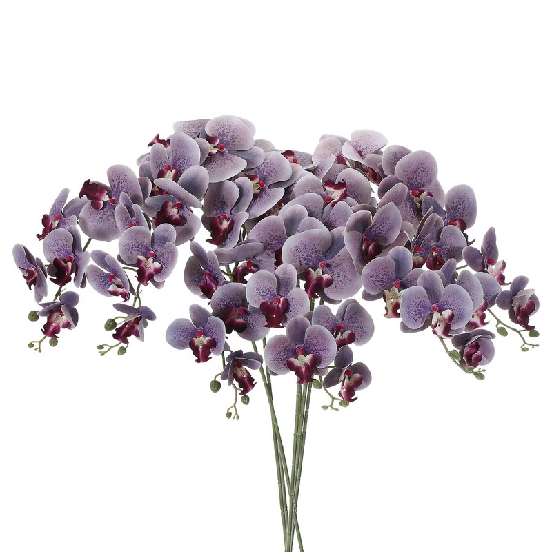 6Pcs Artif. Orchid Stems 41″ 9T, Phalaenopsis, Purple Grey
