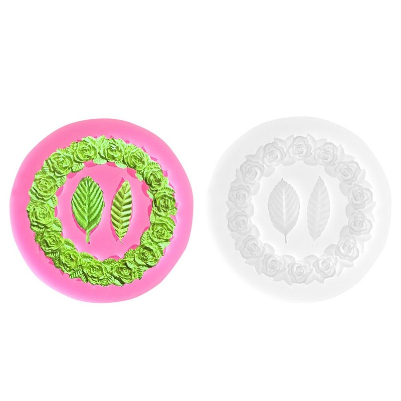 Pink Rose Wreath Silicone Mold Floral Resin & Fondant Craft