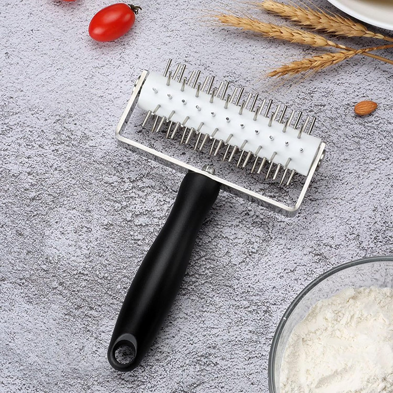 Pizza Dough Docker Roller, Stainless Steel Pizza Pin Puncher Dough Hole Maker, H gallery