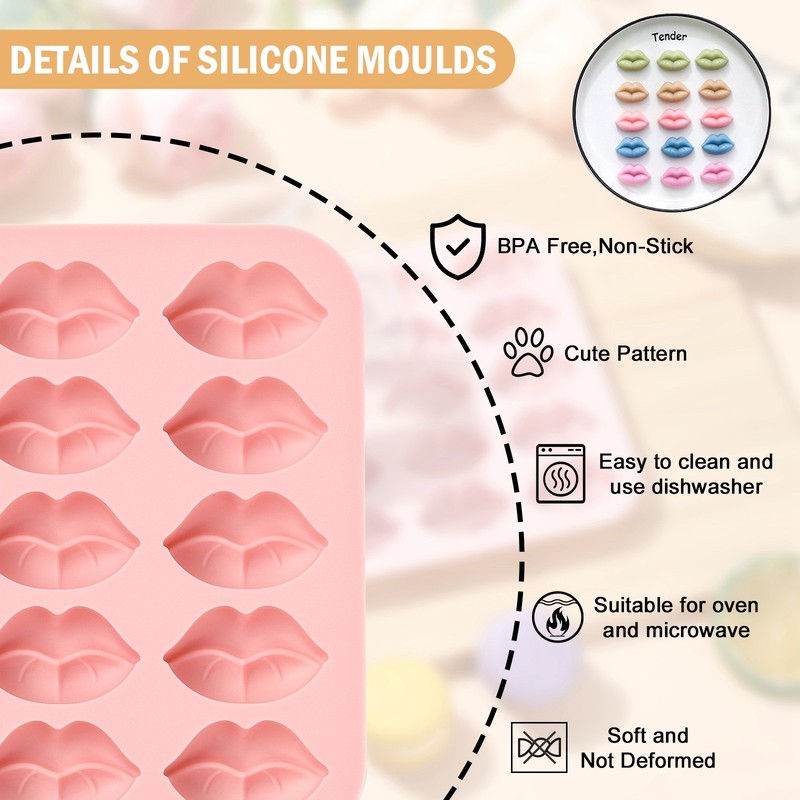 2pcs Lip Shape Mouth Silicone Mold Pink for Chocolate DIY Cake Sugarcraft Making gallery