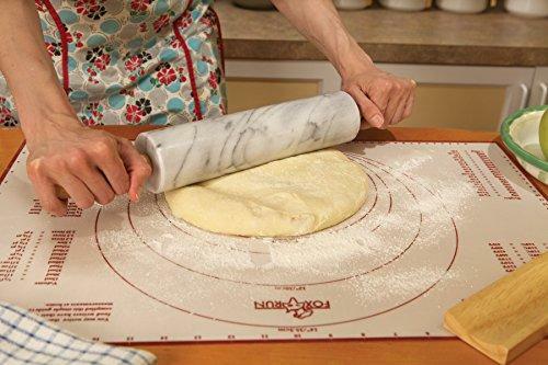 Fox Run Polished Marble Rolling Pin with Wooden Cradle, 10-Inch Barrel, White gallery