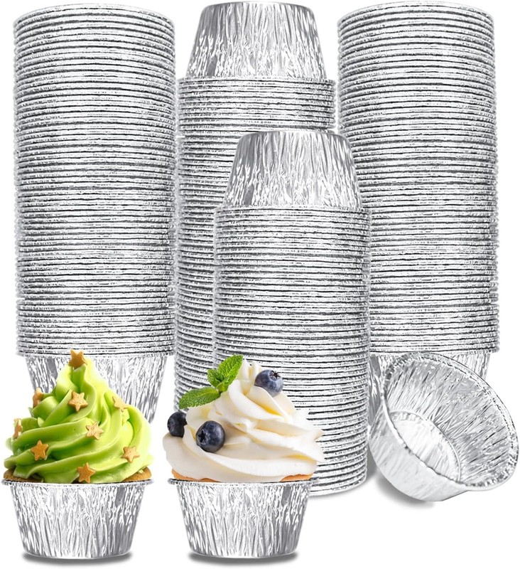 Aluminum Foil Baking Cups 150 Pcs, 4 Oz Disposable Ramekin Aluminum Cupcake