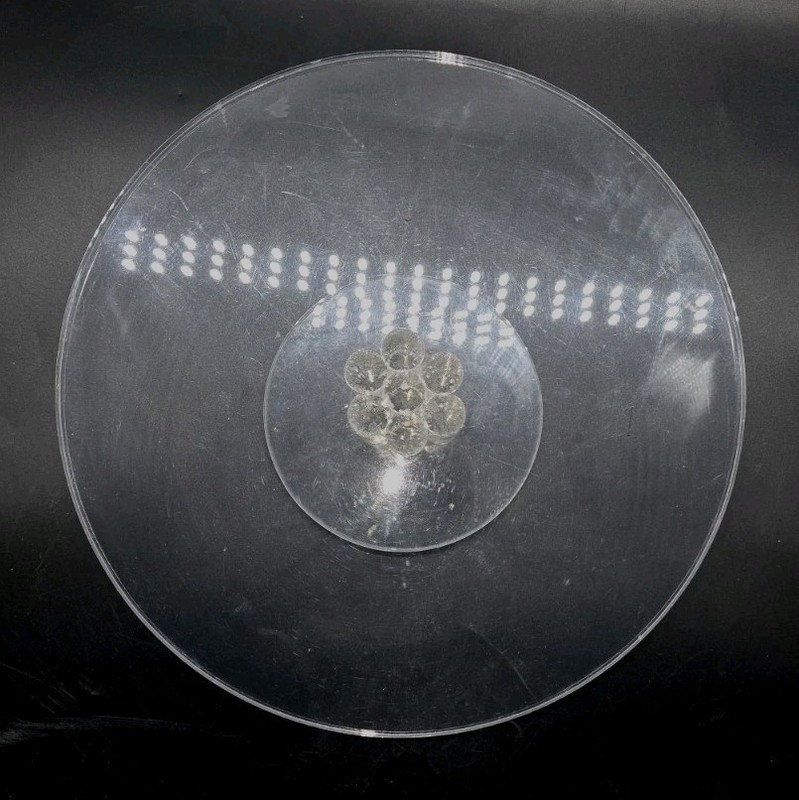 1970s Plex Art Lucite Acrylic Round Cake Stand Center Columns 4½"x12" gallery