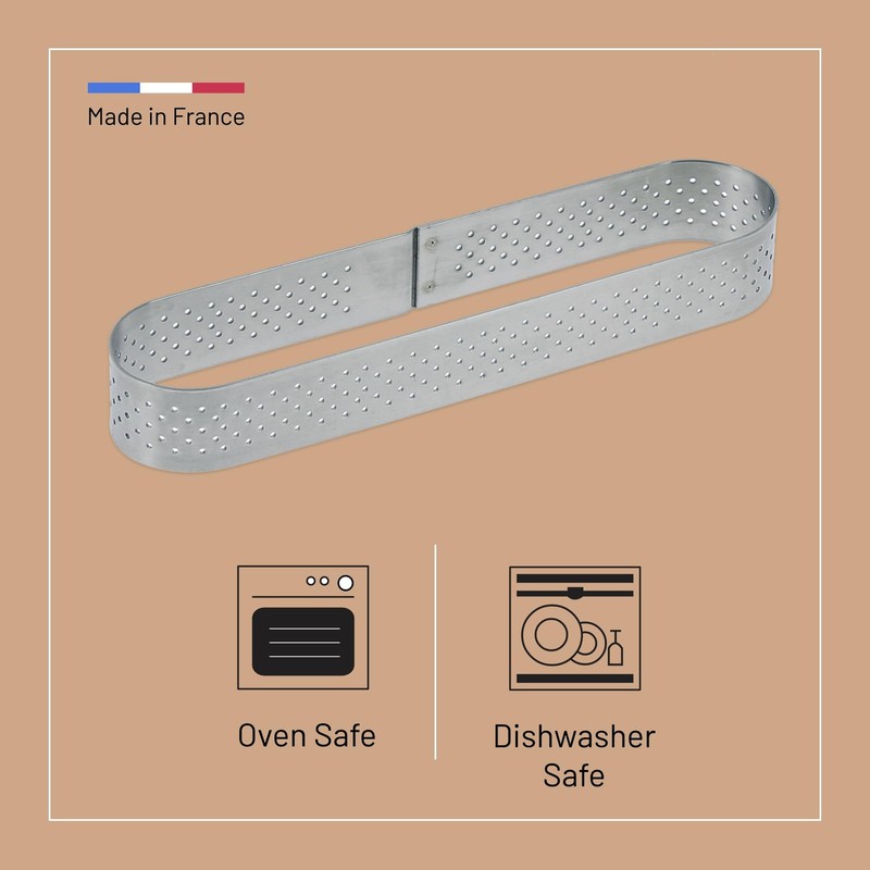 Perforated Oblong Tart Ring - 5.7” x 1.4” - Perfect for Baking Beautifully Cr... gallery