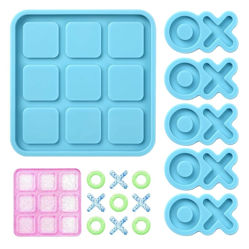 Tic Tac Toe Silicone Mold 5 Chess Pieces DIY Resin