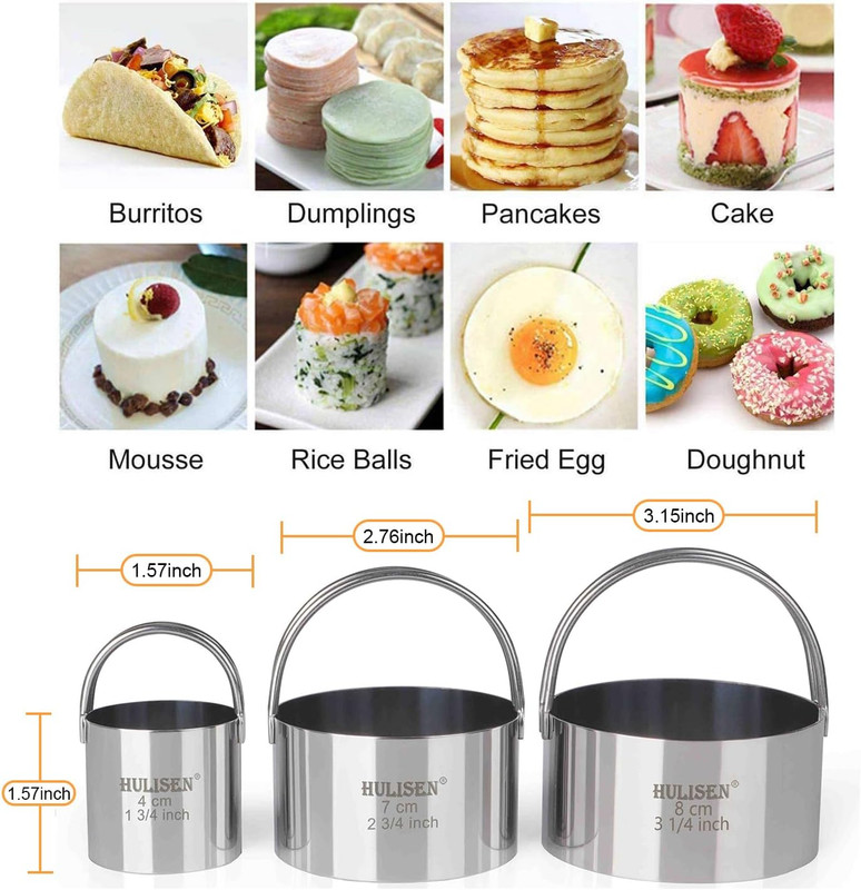 Biscuit Cutter Set (3 Pieces/Set), Stainless Steel round Cookies Cutter with Han gallery