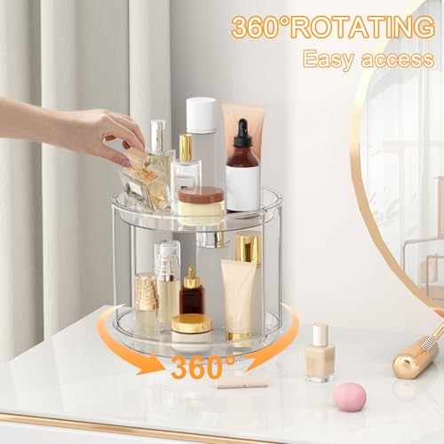 360 Rotating Makeup Organizer – 2 Tier Lazy Susan Turntable Organizer, Clear gallery