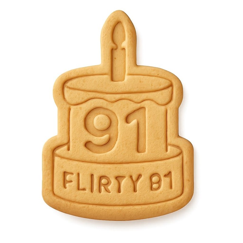 Flirty 91 in a Heart Pose Cookie Cutter & Stamp, Fondant & Clay - 2.6x4"