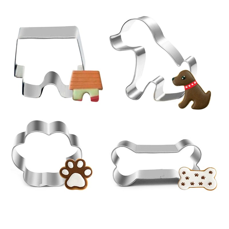 Dog Cookie Cutter Set – 4 Pcs – Dog,Paw Print,Dog House,Dog Bone,Biscuit Cookie
