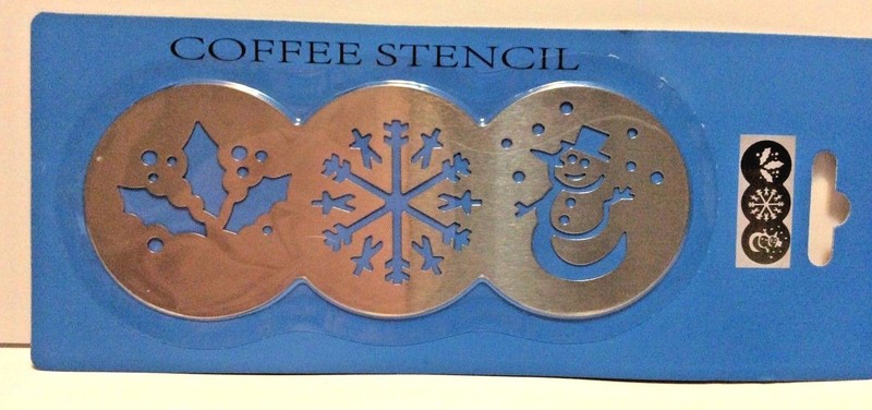 3 Design Christmas Winter Cappuccino Coffee Stencils Cake Bake Milk Decorating