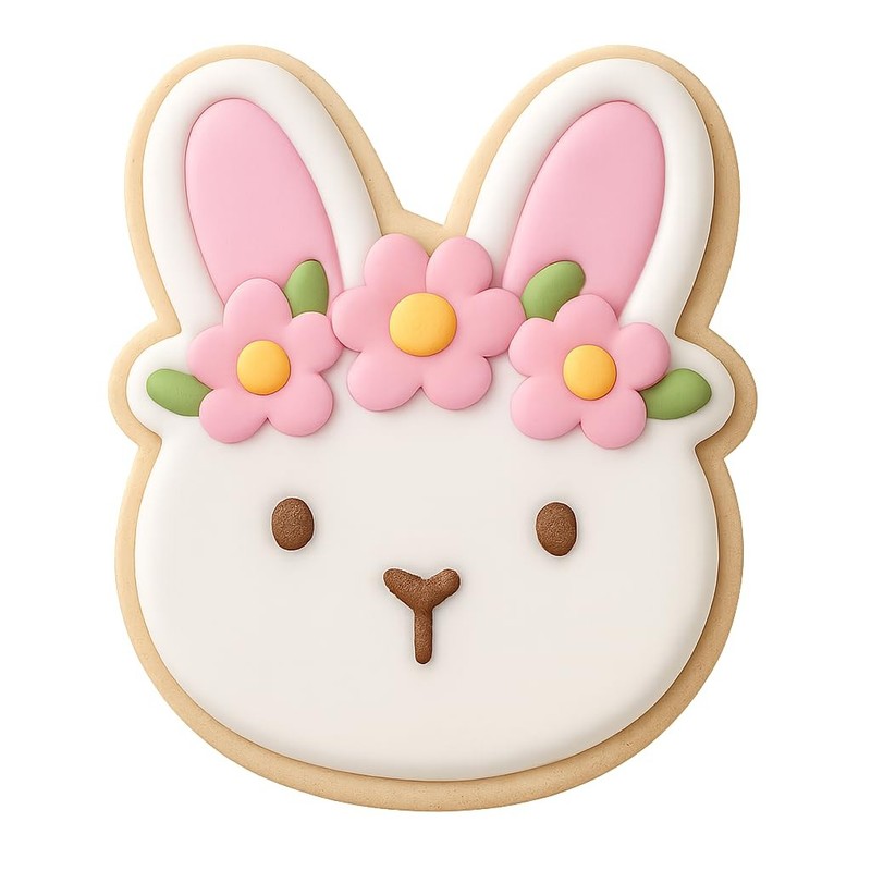 Floral Crown Bunny Portrait Cookie Cutter & Stamp - 4x3.2 gallery