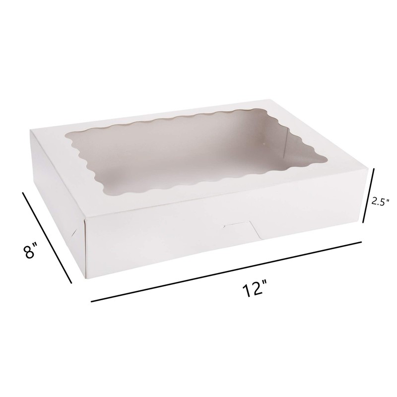 30 Pack Bakery Boxes With Window 12x8x2.5 Inch White Auto Popup Treat Cookie gallery