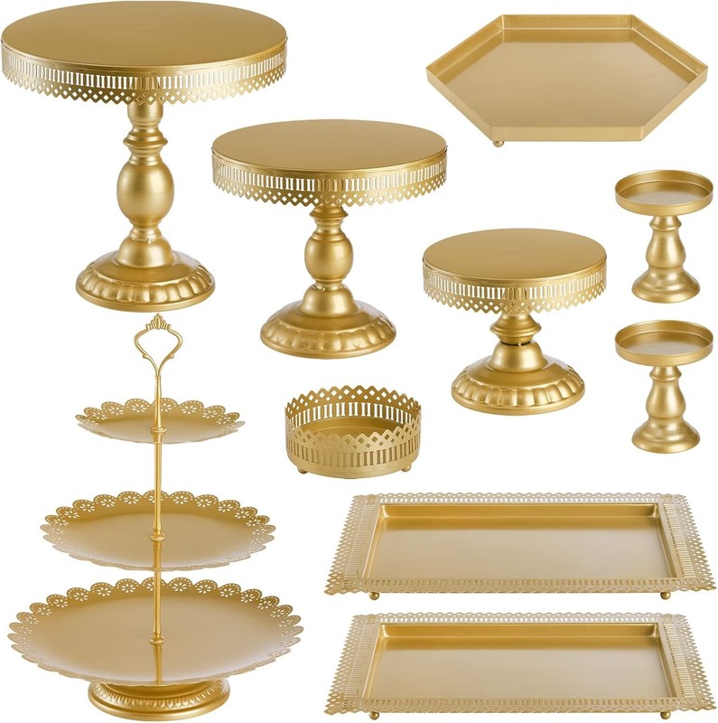 Set of 10 Cake Stand, Metal Cupcake Stand Set with Multiple Combination Styles