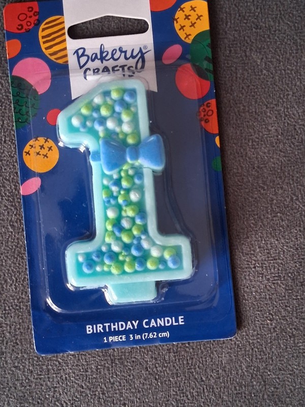 Bakery Crafts Number 1 Birthday Candle 3in Blue/Green Polka Dot Bow gallery