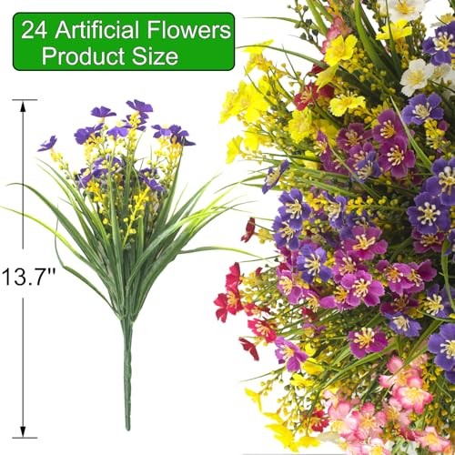 Grunyia 24 Bundles Artificial Faux Flowers Outdoor Plants for Autumn 24mix gallery