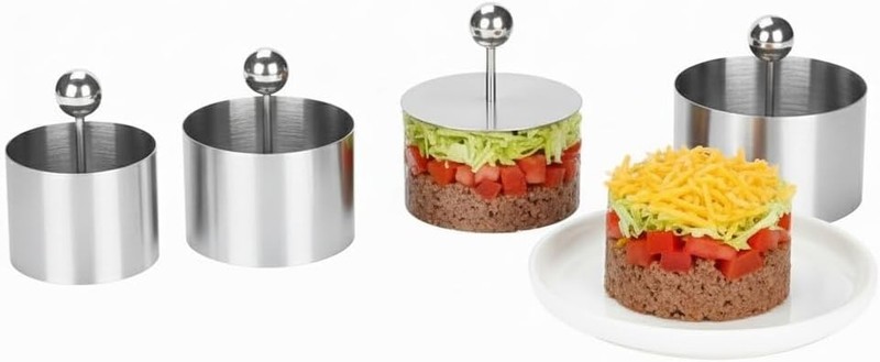 3pcs Sushi Mold with Pressers, Food Circle Cookie Cutter Ring, Stainless Steel