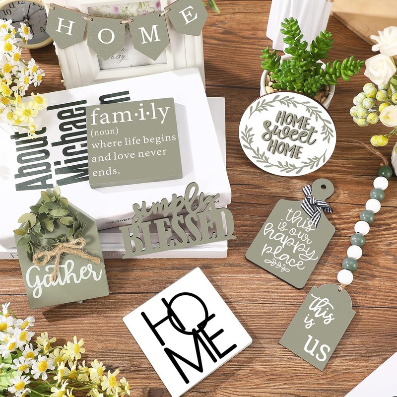 11 Pcs Farmhouse Tiered Tray Decorations Set Home Multiple Colors gallery