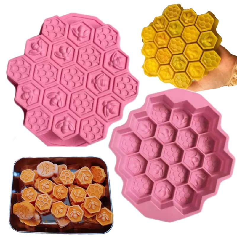 2 pieces 19-Cavity Honeycomb Bee Silicone Mold, Freezer to Oven Safe (-22°F t…