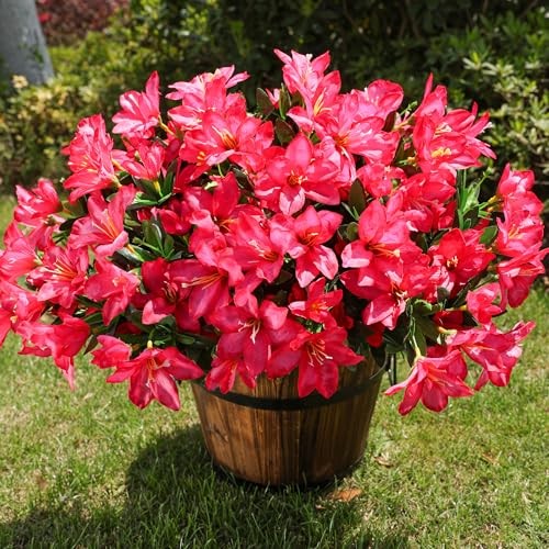 Artificial Flowers for Outdoors Outside Summer Decoration, 3 Bundles Hotpink gallery