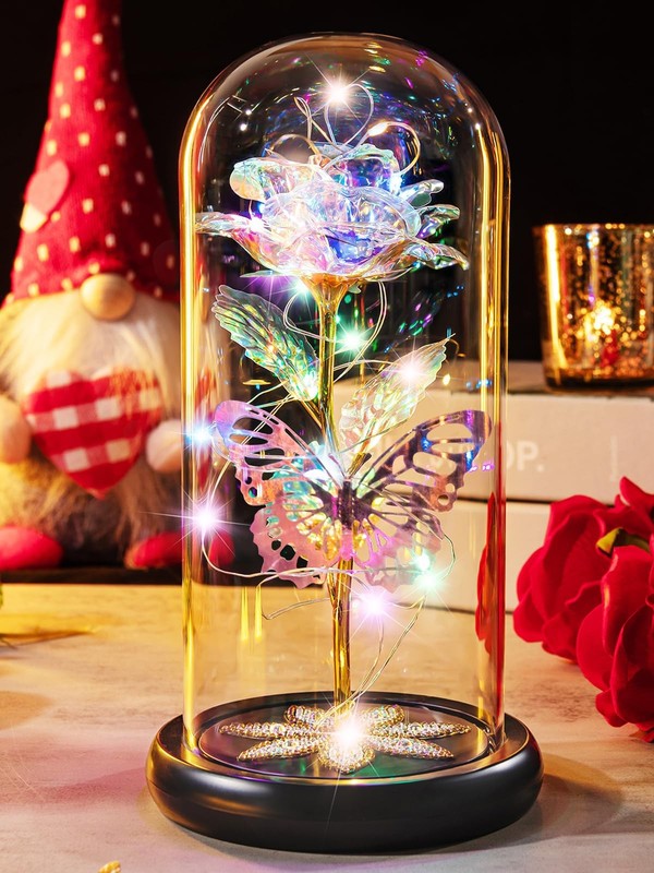 Pusuny Mothers Day Flowers Gifts For Mom Women Birthday Gift Galaxy Glass Rose