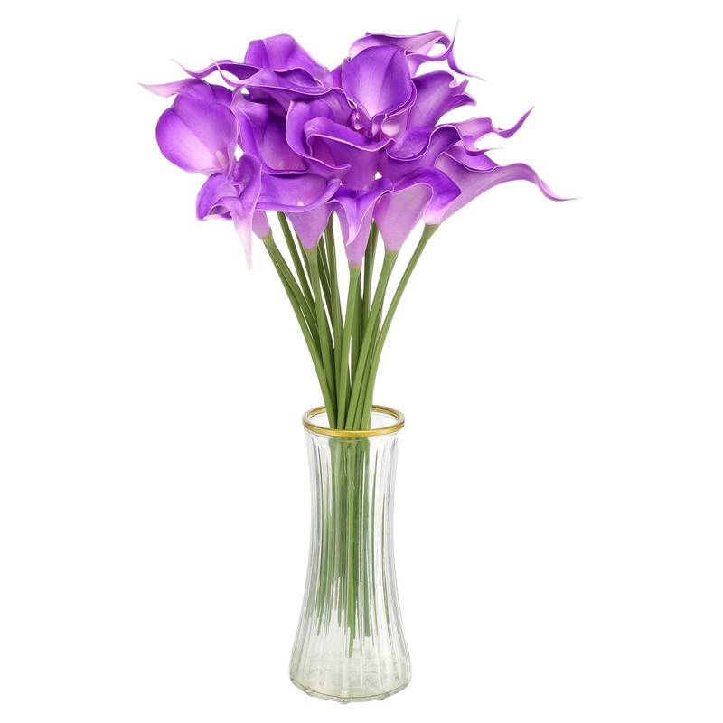 20pcs Artificial Calla Lily Fake Silk Flowers for Home Decor, Light Purple