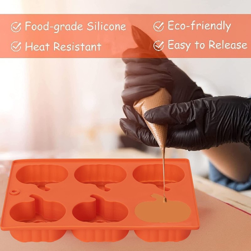 Pumpkin Muffin Mold 3 Pack Cake Pan Silicone (3 Pack), Orange gallery