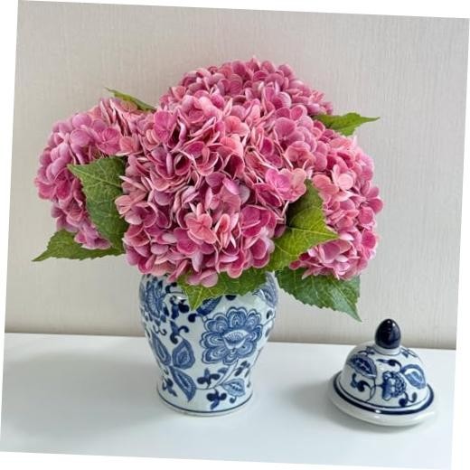 Hydrangea Real Touch Artificial Flowers 21″ Latex Large 3 PCS Magenta