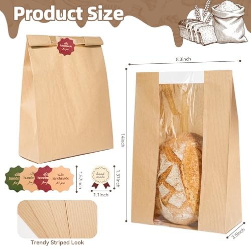 pcs Paper Bread Bags, Sourdough Bread Bags for Homemade Bread, Large Bakery 25 gallery