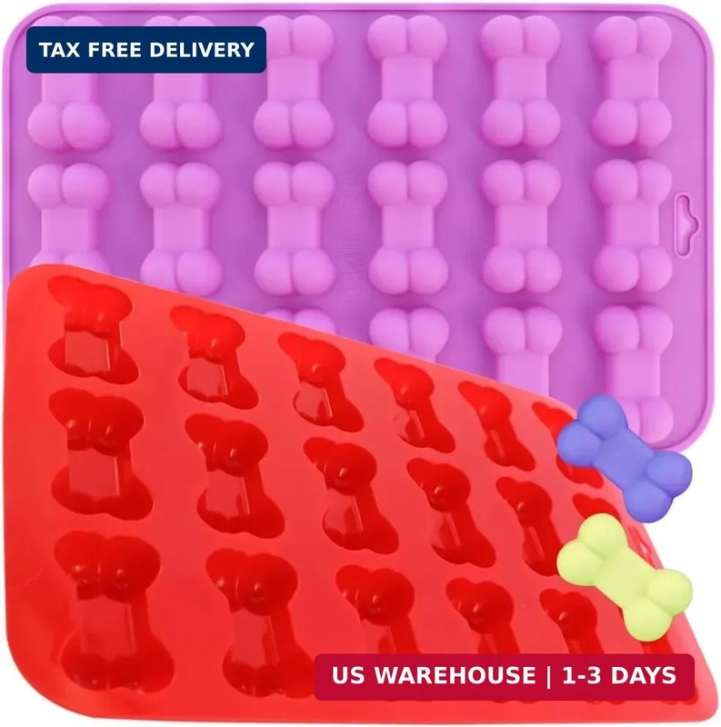 2 Packs Dog Bone Silicone Molds for Treats, 18-Cavity Puppy Treat Non-Stick Food