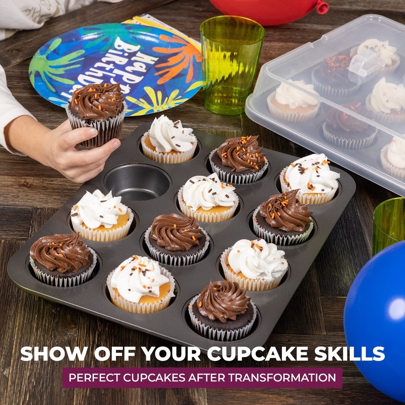 Cupcake Carrier For 24 Cupcakes Innovative Cupcake Holder Includes 2 Cupcake Pan gallery