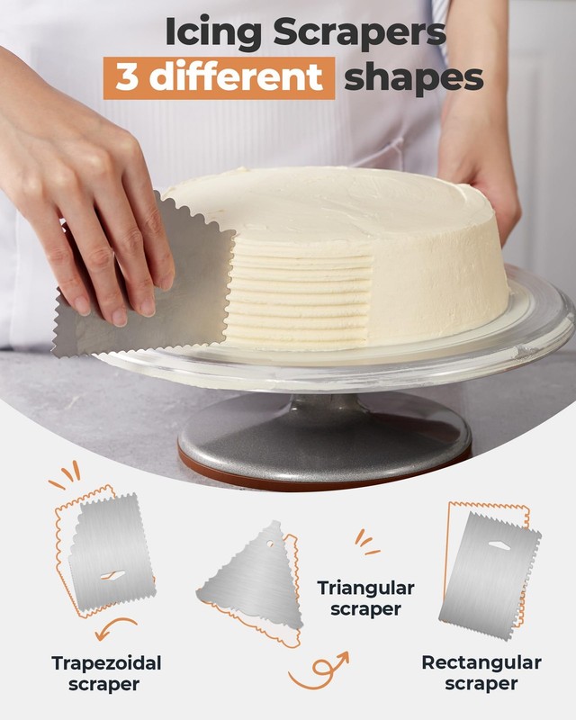 Aluminium Cake Turntable Set, Baking Tools with Revolving 12" Cake Stand for ... gallery