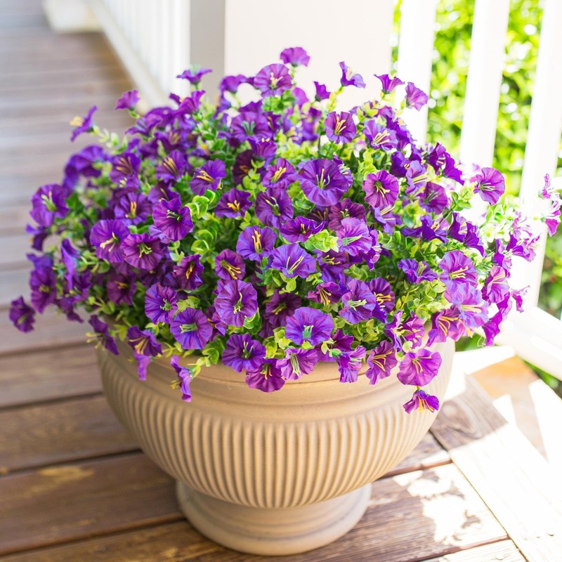 HyeFlora Artificial Flowers Outdoor Fake Plants Decoration 12 Bundles Silk Purpl gallery