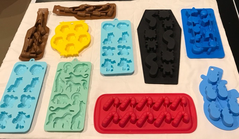 Silicone Candy& Ice Molds Lot Of 10, Mickey, Owls, Animals, Halloween, Bottles, gallery