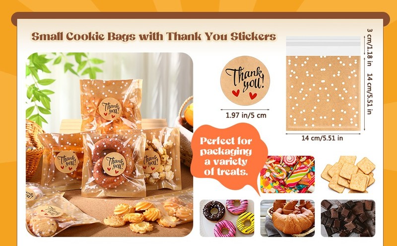 100 Pcs Self Adhesive Cookie Bags Cellophane Polka Dot Treat Bags Small Plastic gallery