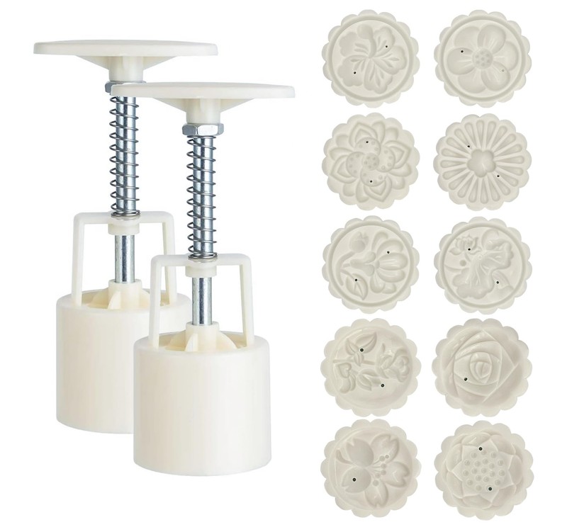 Moon Cake Mould Set 50g 12 PCS Pattern Hand-Pressure Mooncake MoldsIncludes 1…