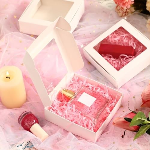 30 Kraft Paper Boxes with Window 4.13 x 4.13 x 1.18 Inch Candy White gallery