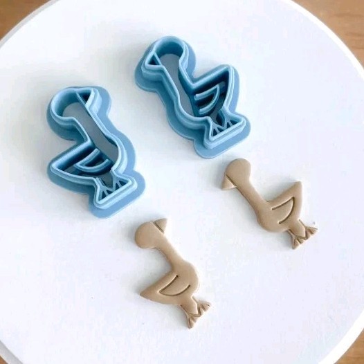 Bird Shaped Cookie Cutters Set of 2 Blue Plastic Kitchen Baking Tools Bird Shape